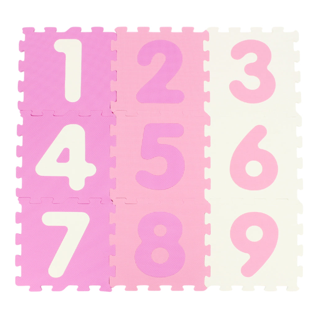Pink Interlocking Foam Puzzle Floor Mat Set with 3 Marker Discs - 9 Pieces