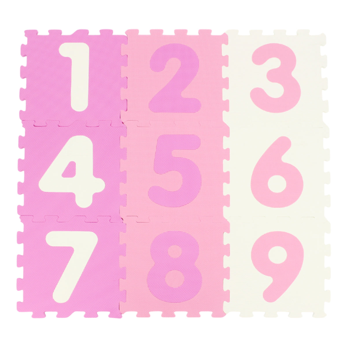 Pink Interlocking Foam Puzzle Floor Mat Set with 3 Marker Discs - 9 Pieces