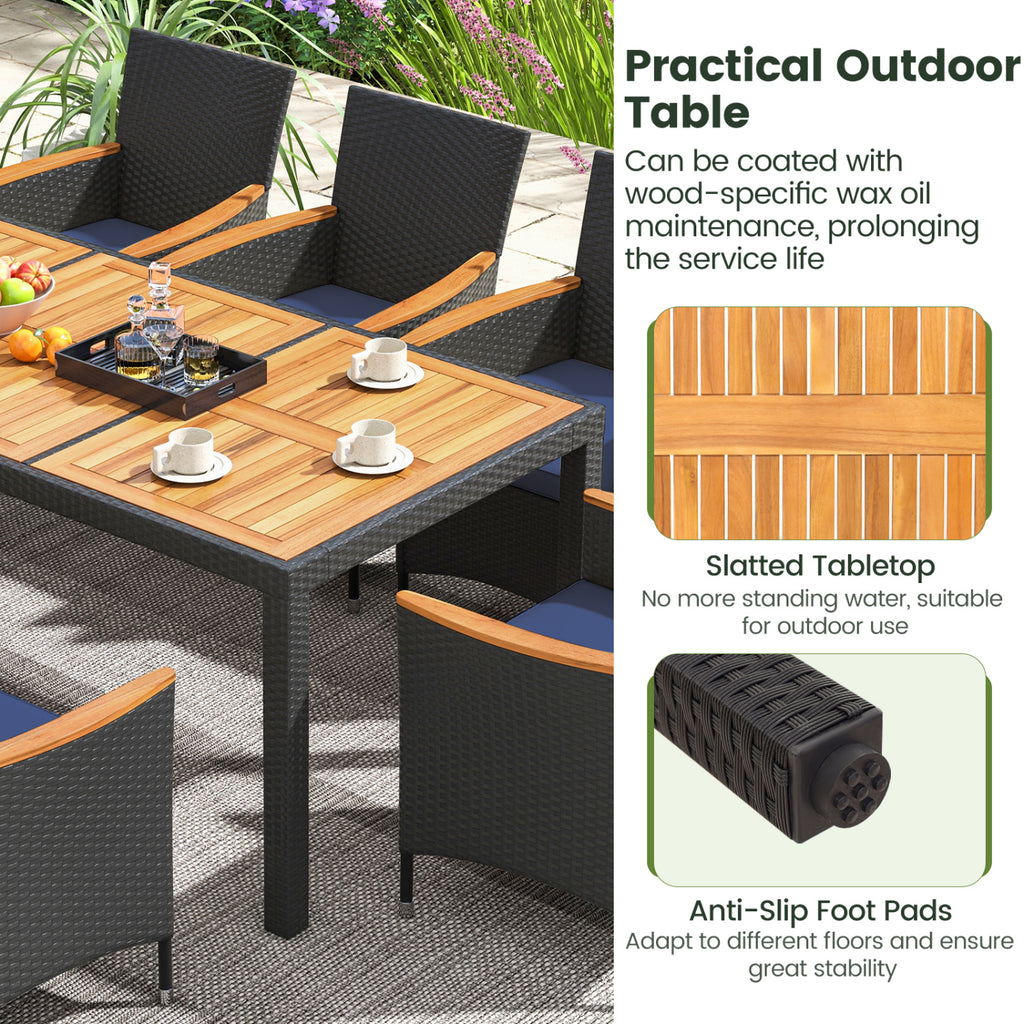 9 Pieces Outdoor Dining Set with Acacia Wood Tabletop for Garden