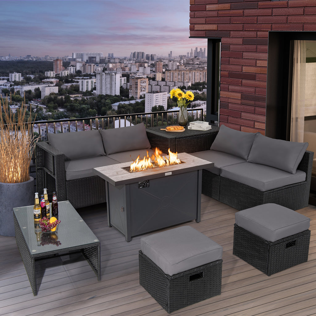 9 Pieces Outdoor PE Rattan Wicker Sectional Sofa with 42 Inch 60,000