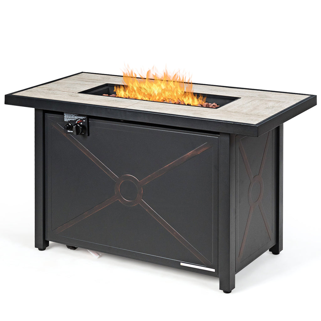 9-Piece Outdoor Patio Sectional Set with 42-Inch Fire Pit Table, Black