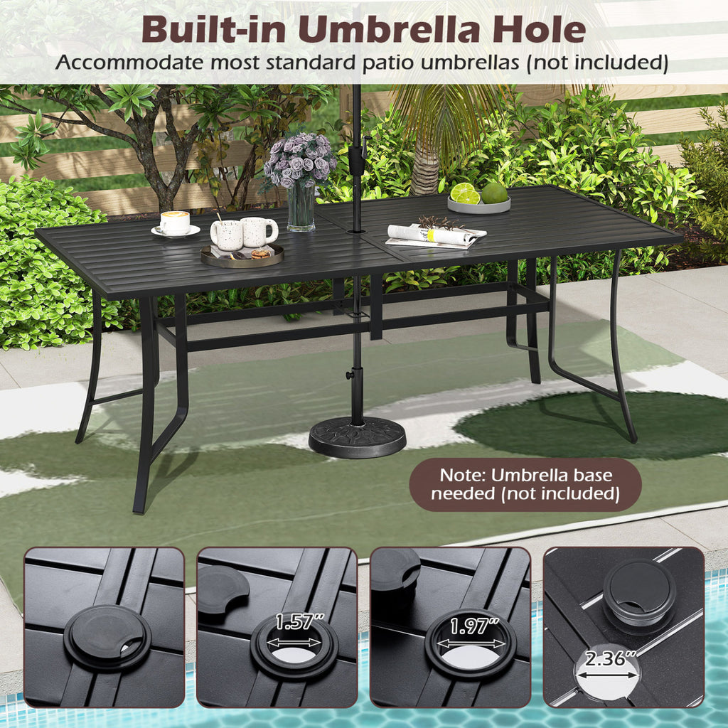 9-Piece Patio Dining Set with Stackable Chairs - Rectangular Table, Black