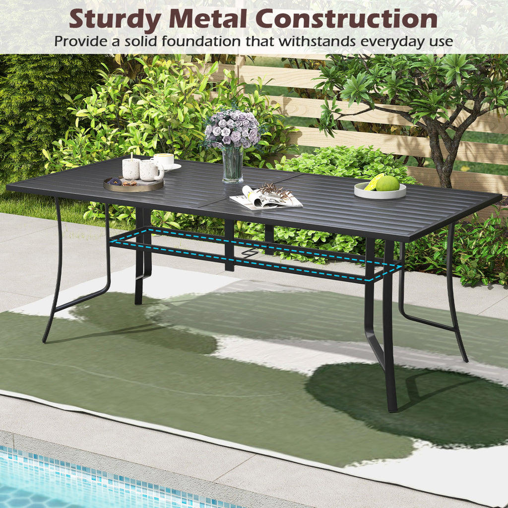 9-Piece Patio Dining Set with Stackable Chairs - Rectangular Table, Black