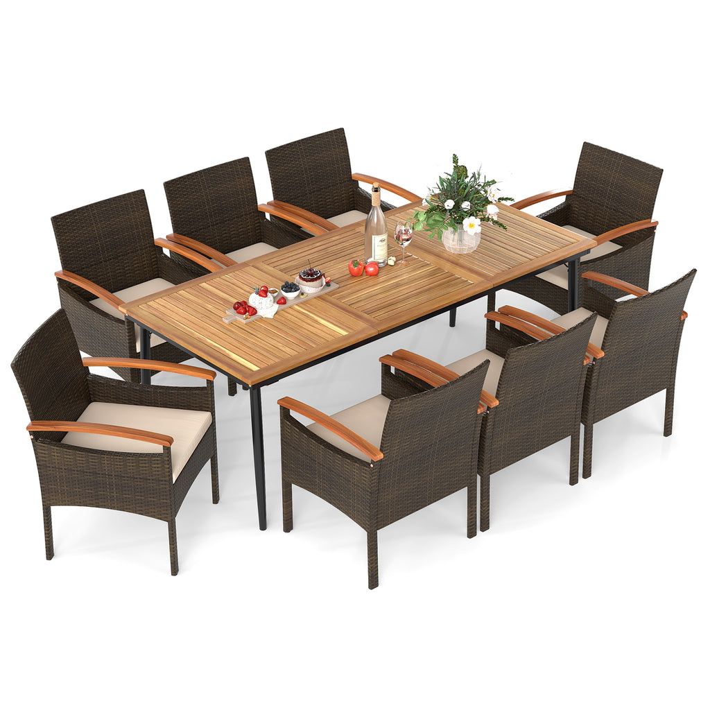 2 Piece Indonesia Teak Patio Folding Chairs with Woven Rope Seat and