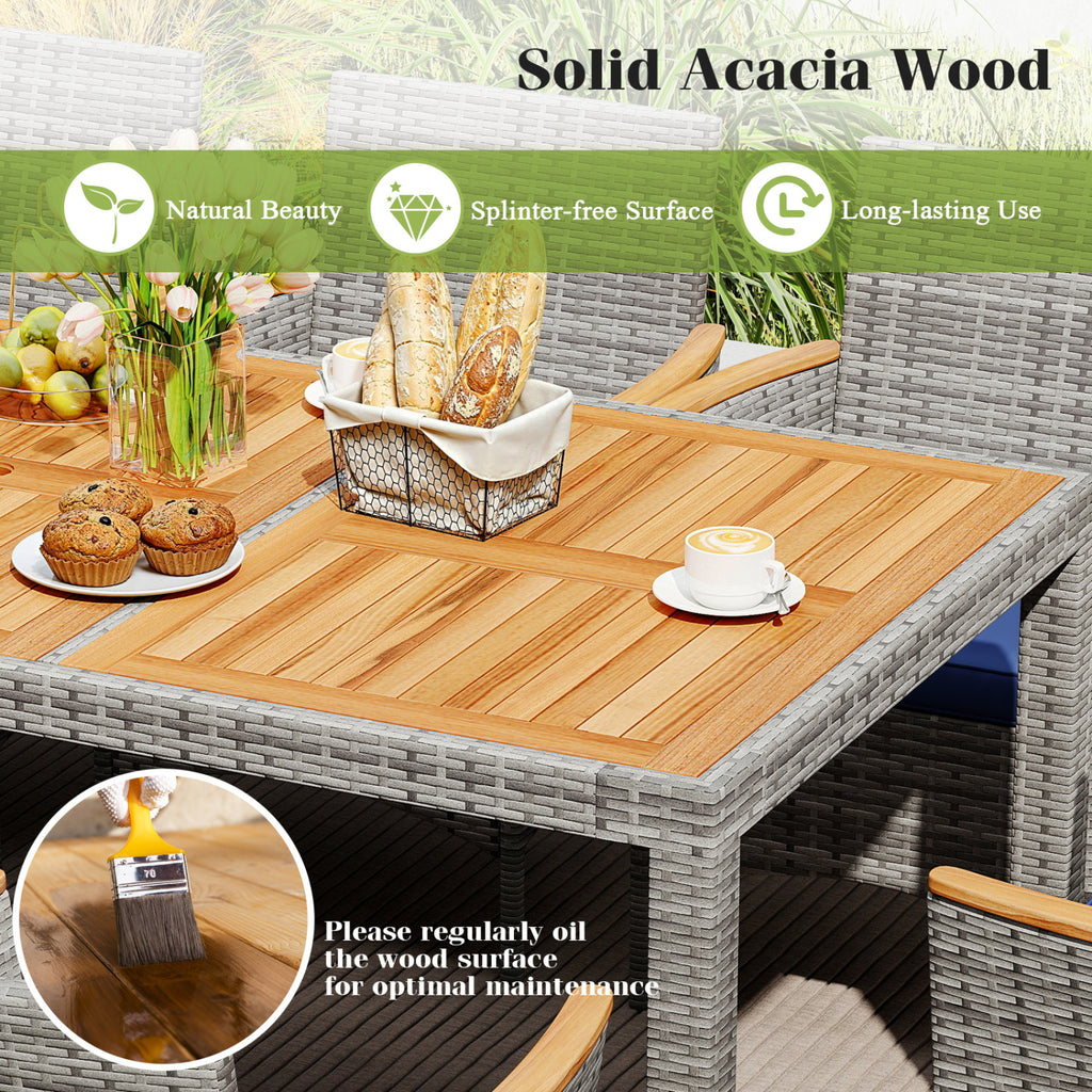 9-Piece Patio Wicker Dining Set for Deck & Garden, Style C Navy