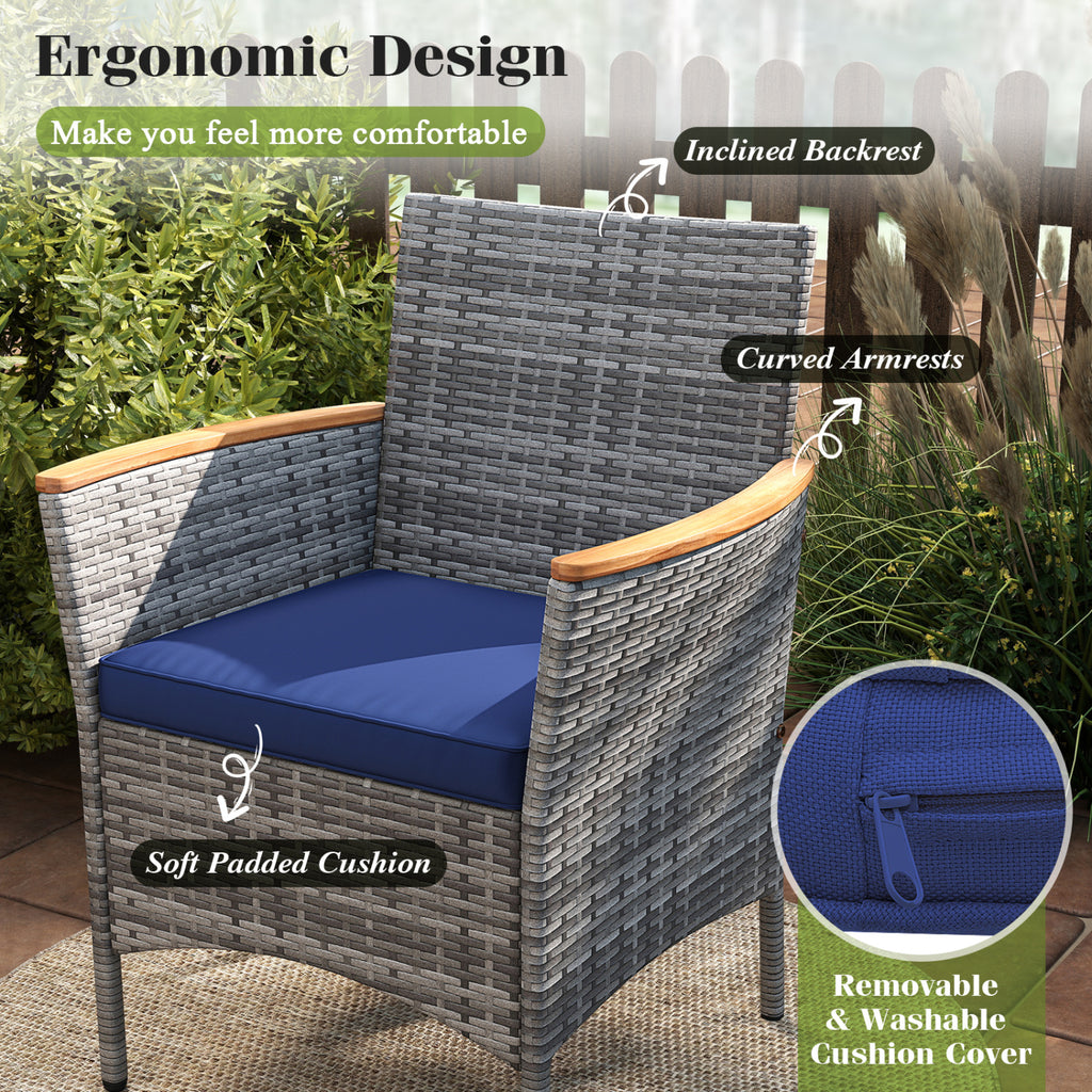 9-Piece Patio Wicker Dining Set for Deck & Garden, Style C Navy