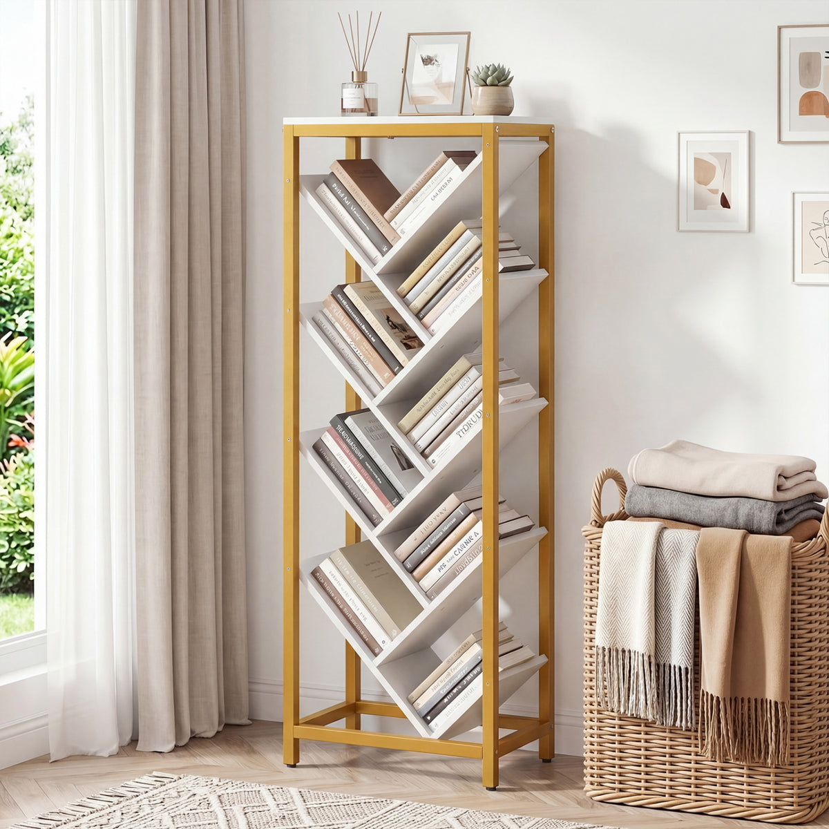 9-Tier Freestanding Bookcase, White