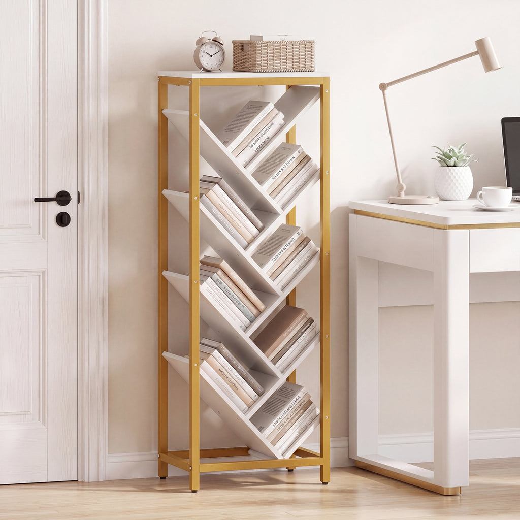 9-Tier Freestanding Bookcase, White