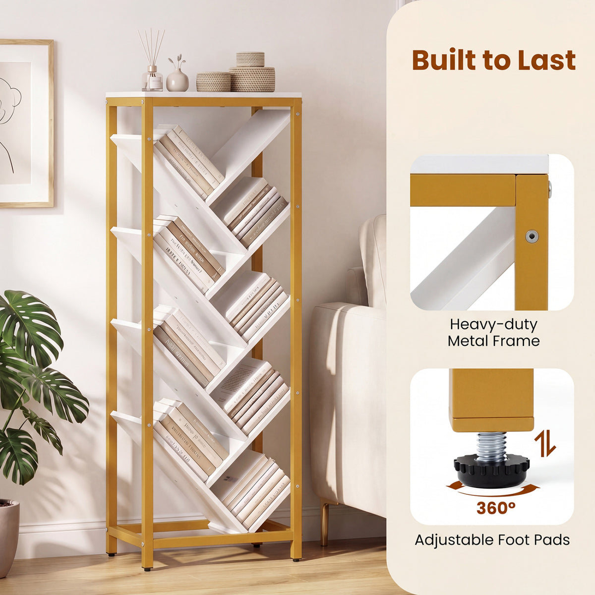 9-Tier Freestanding Bookcase, White