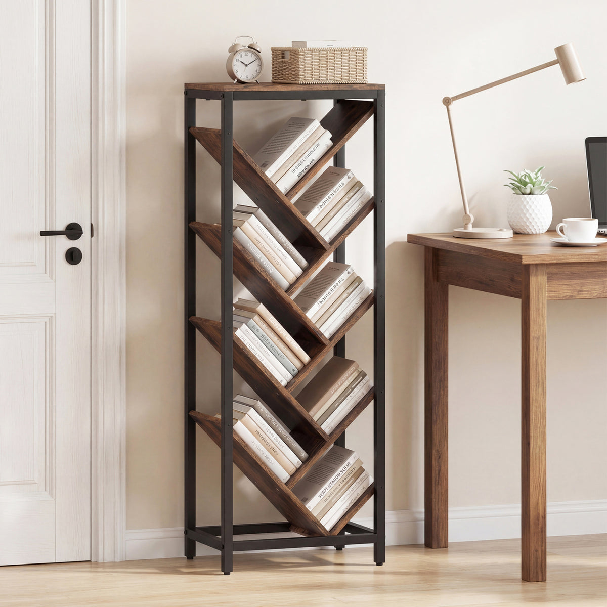 9-Tier Freestanding Bookcase, White