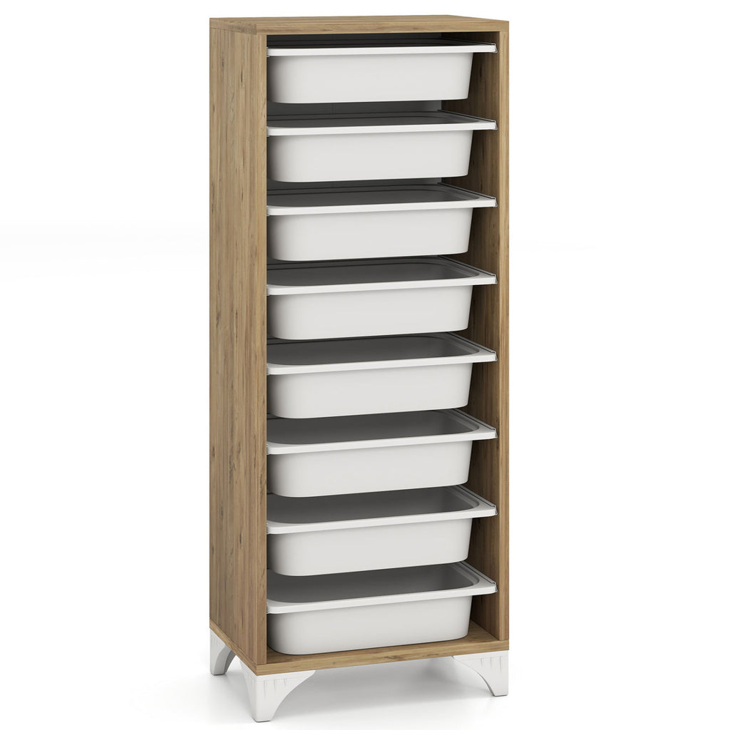 8-Drawer Wooden Pantry Organizer Cabinet - Freestanding Storage Rack
