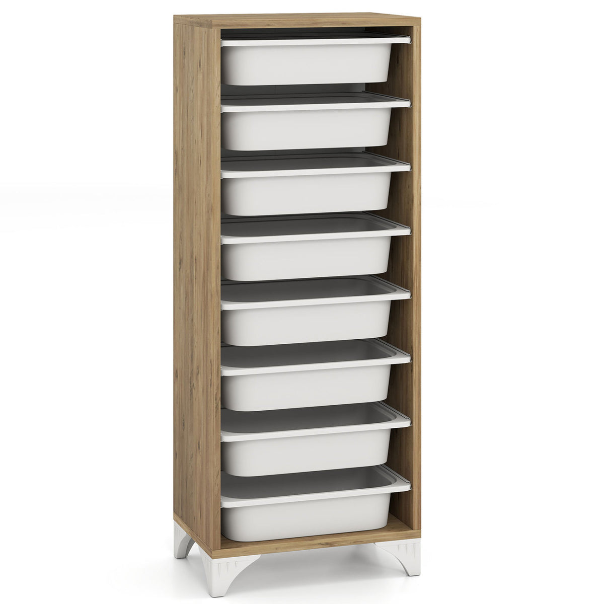 8-Drawer Wooden Pantry Organizer Cabinet - Freestanding Storage Rack