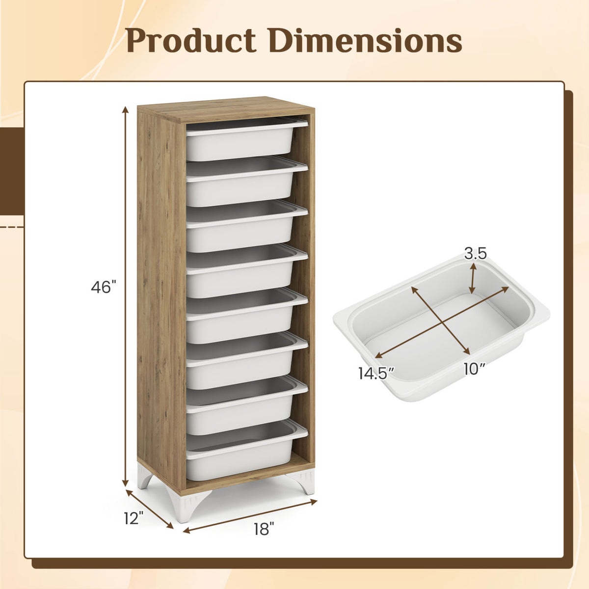 8-Drawer Wooden Pantry Organizer Cabinet - Freestanding Storage Rack