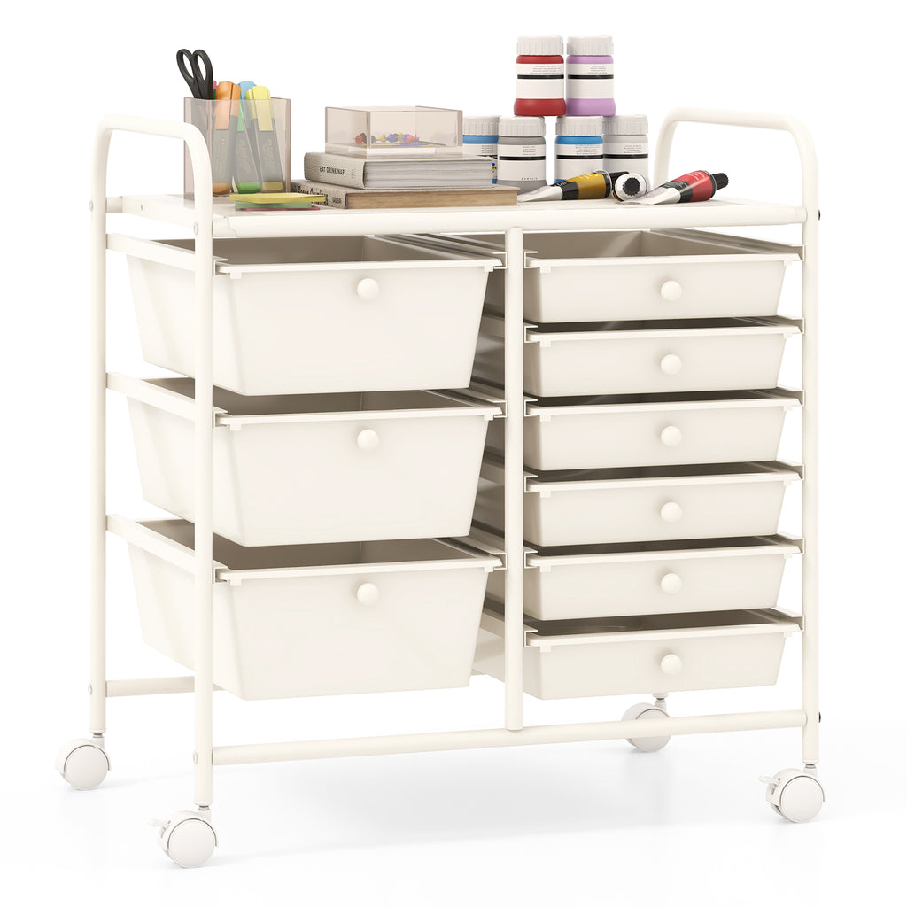 9-Drawer Rolling Storage Cart - White