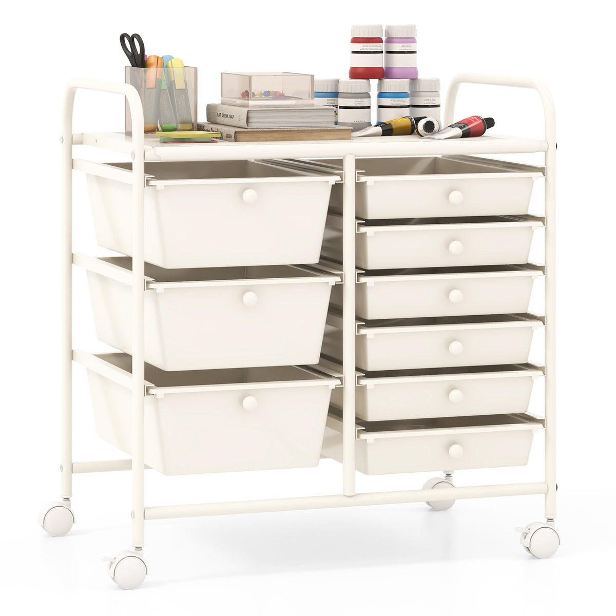9-Drawer Rolling Storage Cart - White