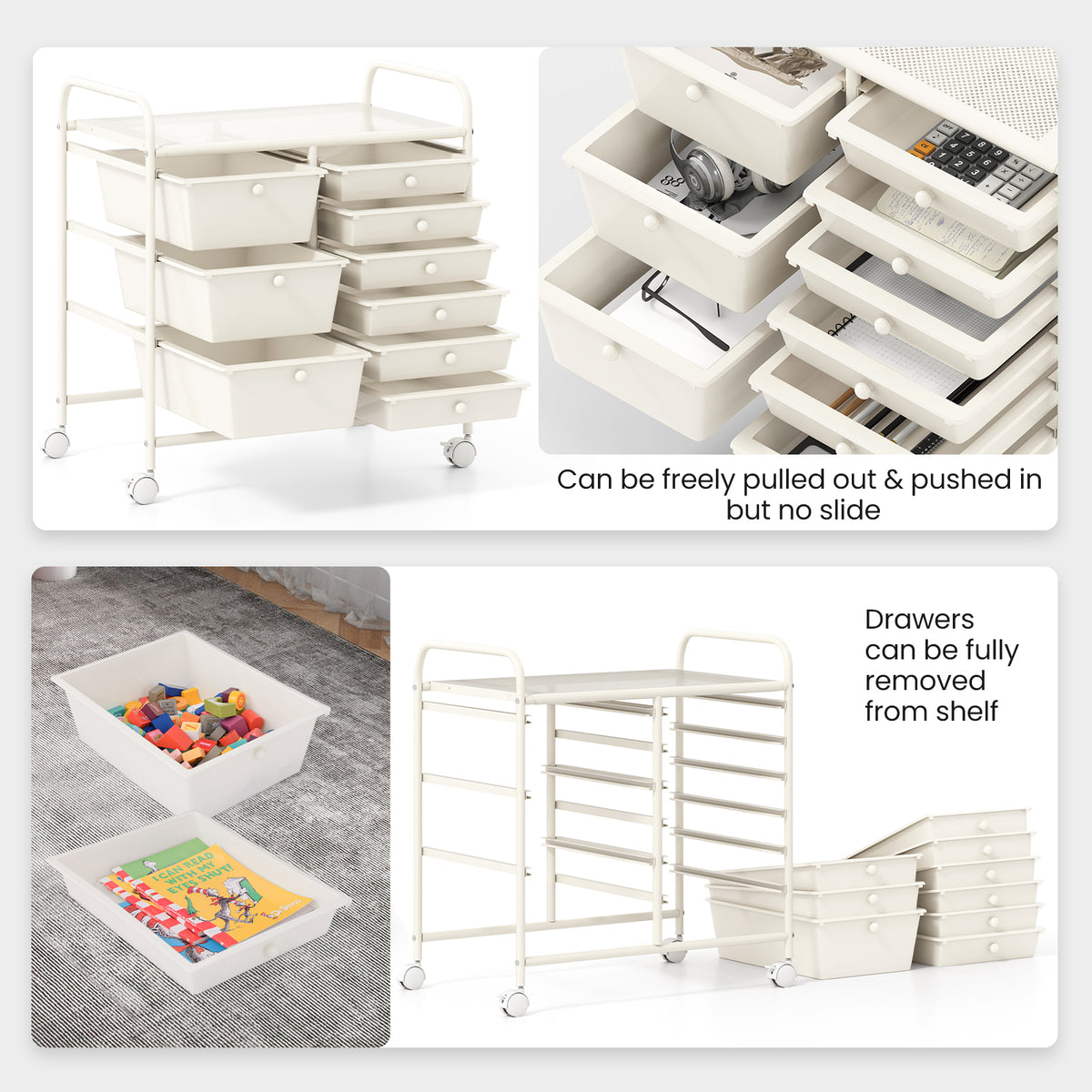 9-Drawer Rolling Storage Cart - White