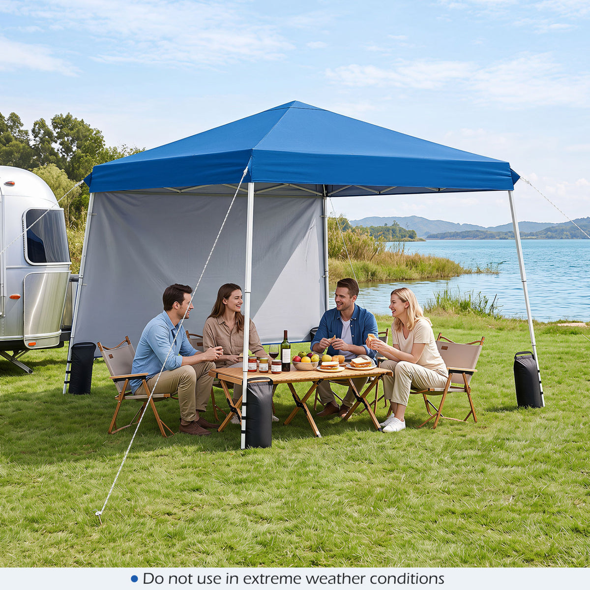 9 ft x Pop Up Canopy Tent with 8 Ground Stakes 4 Wind Ropes and Carry