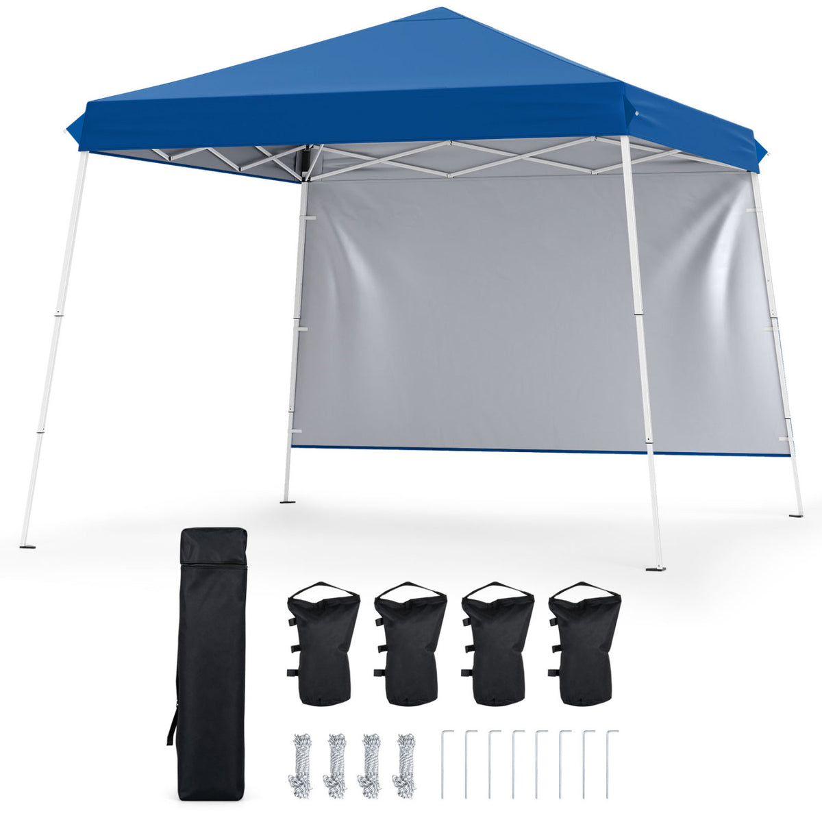 9 ft x Pop Up Canopy Tent with 8 Ground Stakes 4 Wind Ropes and Carry