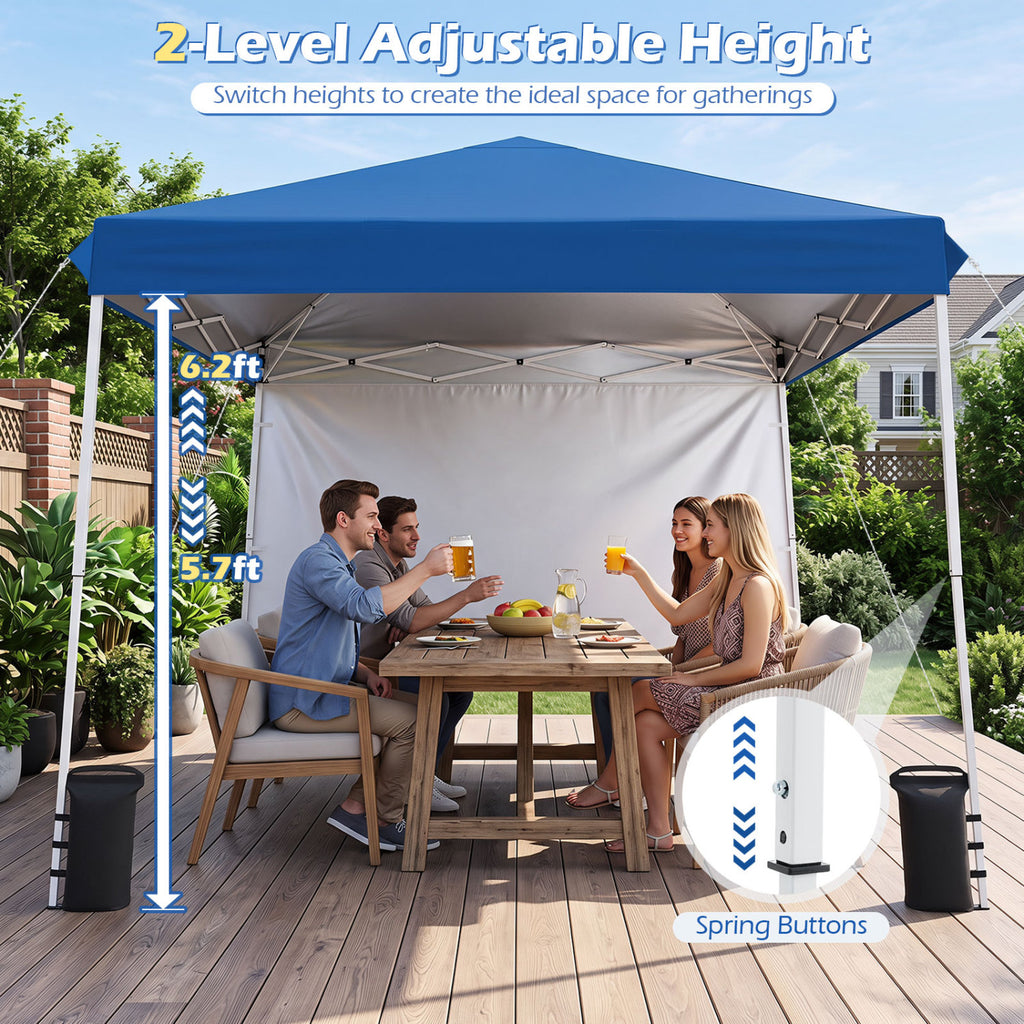 9 ft x Pop Up Canopy Tent with 8 Ground Stakes 4 Wind Ropes and Carry