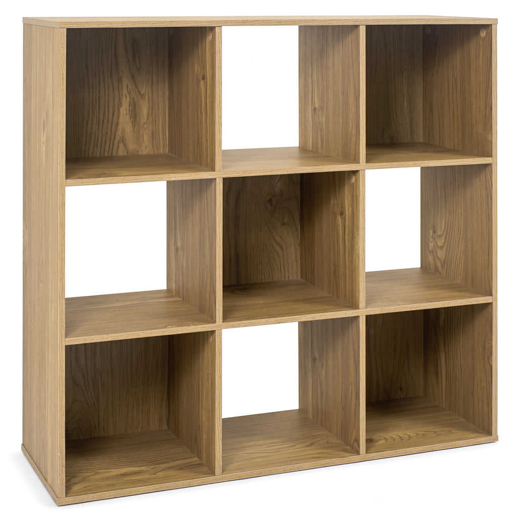 9-Cube Wooden Bookshelf with Anti-Tip Kits - Natural