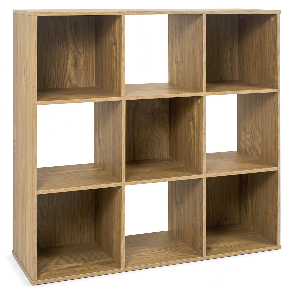 9-Cube Wooden Bookshelf with Anti-Tip Kits - Natural