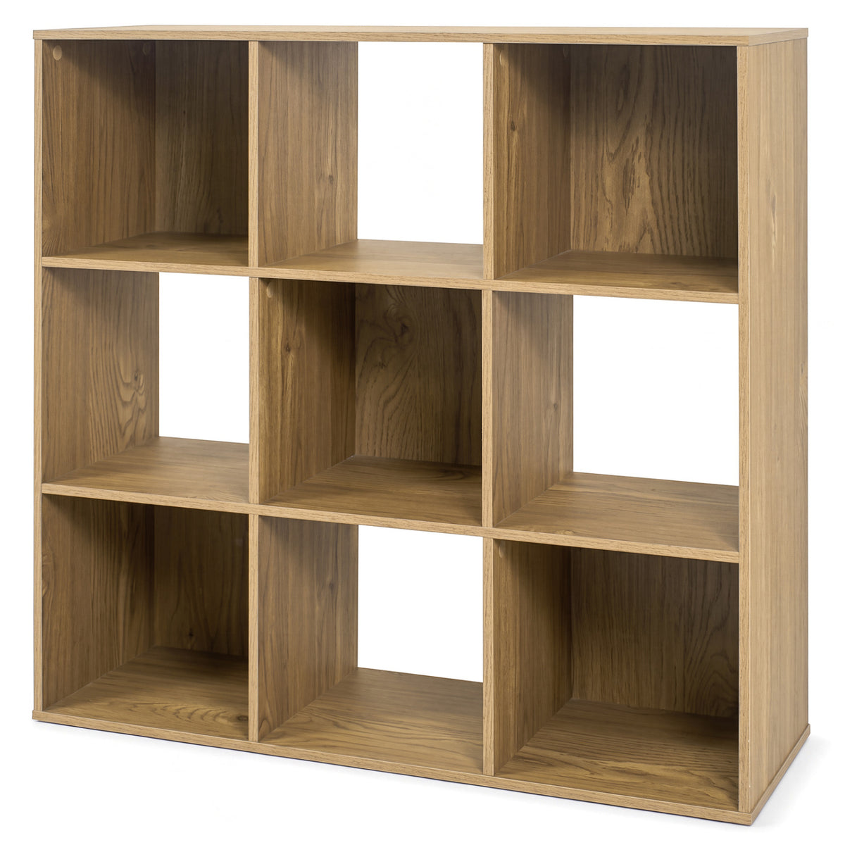 9-Cube Wooden Bookshelf with Anti-Tip Kits - Natural