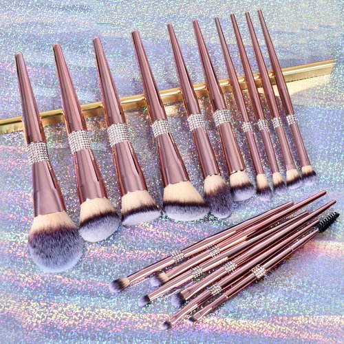 Bueart Design 16Pcs Makeup Brushes Set with Elegant Design Holder Case,Premium Ultra Soft Professional Make up Brushes for Foundation,Blush,Powder,Highlighter,Contour,Eyeshadow