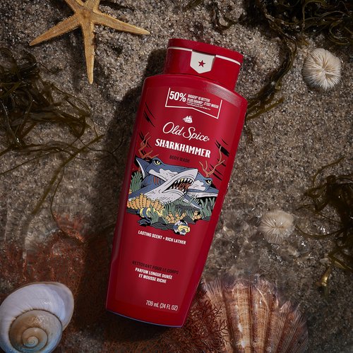 Old Spice Cleansing Body Wash for Men, 3X Defense, 24/7 Shower Fresh with Lasting Scent, 2-in-1 Body & Face Wash, Sharkhammer Scent, 24 oz (Pack of 4)