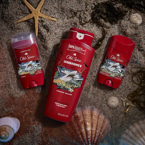 Old Spice Cleansing Body Wash for Men, 3X Defense, 24/7 Shower Fresh with Lasting Scent, 2-in-1 Body & Face Wash, Sharkhammer Scent, 24 oz (Pack of 4)