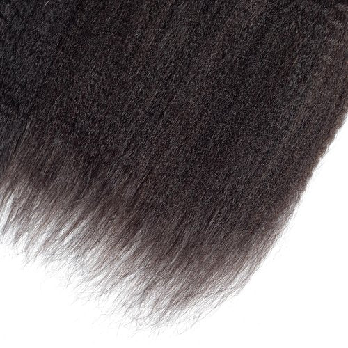𝗜𝗻𝘀𝗤𝘂𝗲𝗲𝗻 Kinky Straight Human Hair Bundles 100% Unprocessed Brazilian Remy Soft Yaki 4 Bundles Human Hair (Natural Black 10 10 10 10 Inch)