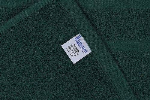 Linteum Textile Face Towel Set, 12x12 Inch, 100% Soft Cotton, 16 Single Ring Spun Washcloths, Absorbent & Durable Face Towel for Household, Spa, Gym and Hotels - 12 Pack (Hunter Green)