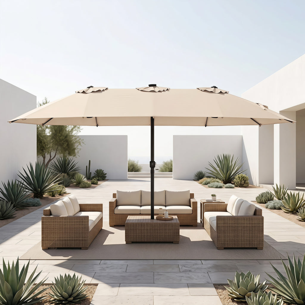 15.5FT Extra-Large Patio Umbrella 12 Reinforced Metal Ribs