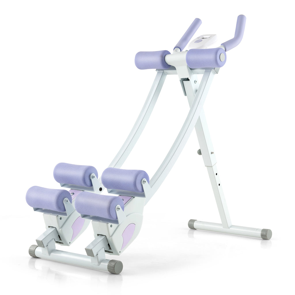 Ab Machine with LCD Monitor & 4 Adjustable Heights - 330 lbs Weights, Purple Variation