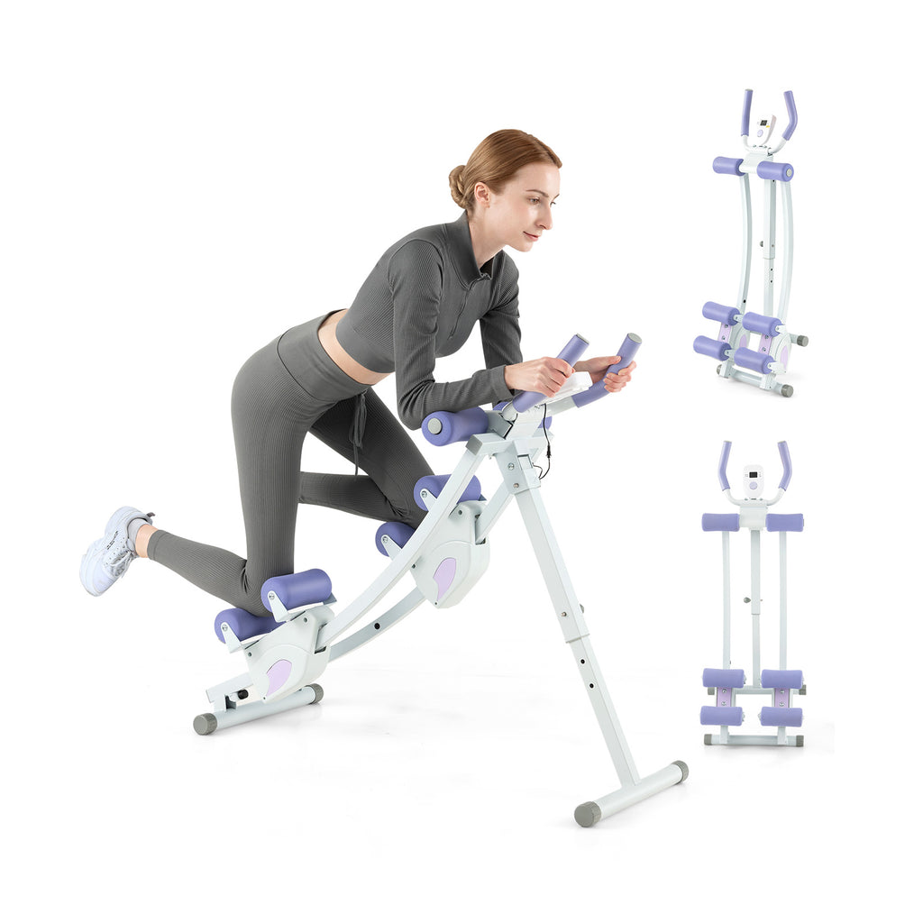 Ab Machine with LCD Monitor & 4 Adjustable Heights - 330 lbs Weights, Purple Variation