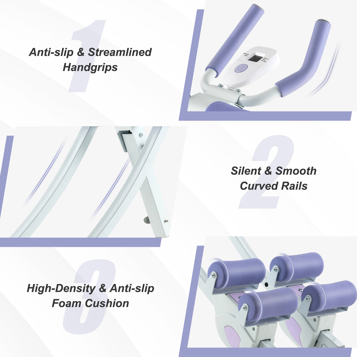 Ab Machine with LCD Monitor & 4 Adjustable Heights - 330 lbs Weights, Purple Variation
