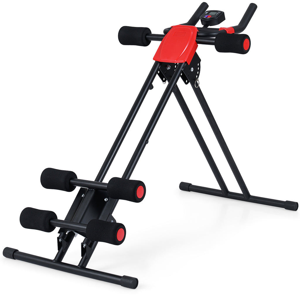 Foldable Ab Workout Equipment with LCD Monitor - Adjustable Abdominal Trainer Black