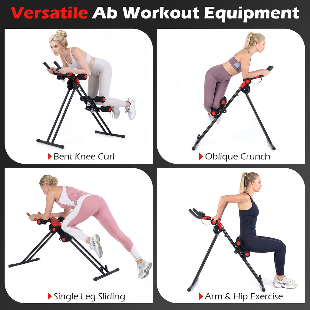 Foldable Ab Workout Equipment with LCD Monitor - Adjustable Abdominal Trainer Black