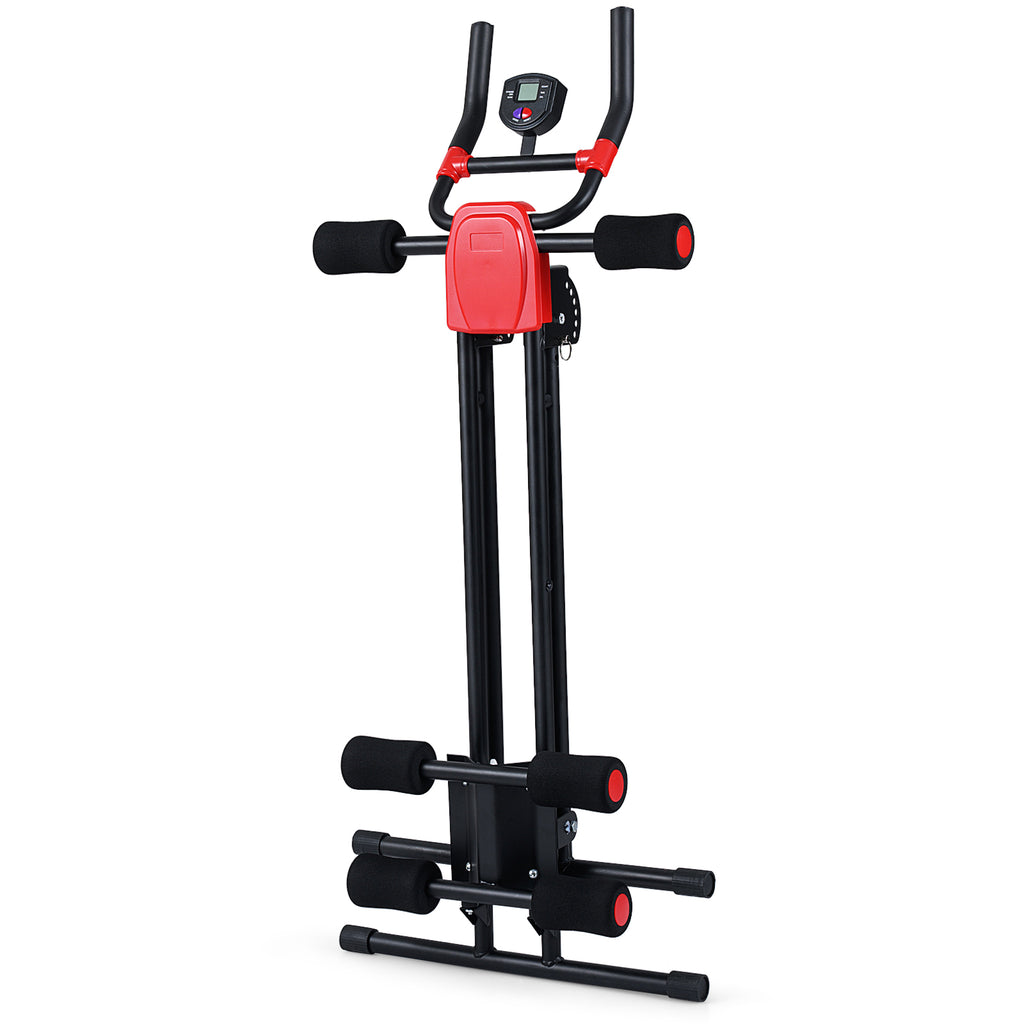 Foldable Ab Workout Equipment with LCD Monitor - Adjustable Abdominal Trainer Black