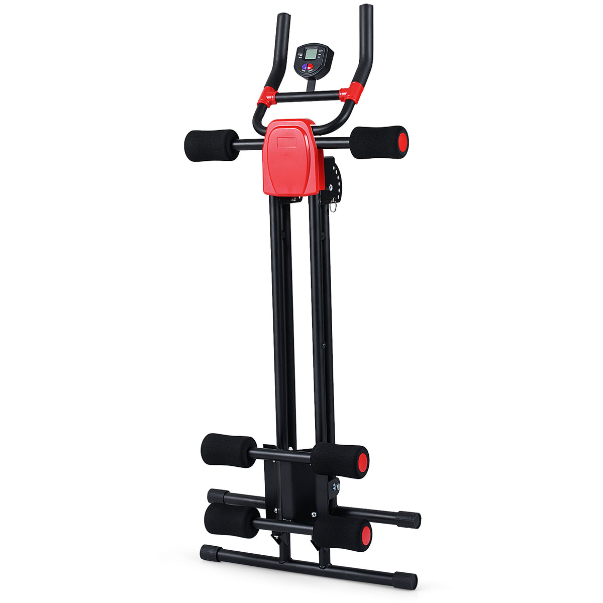Foldable Ab Workout Equipment with LCD Monitor - Adjustable Abdominal Trainer Black