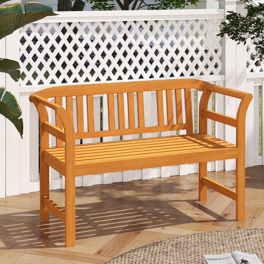 Acacia Wood 2-Person Patio Loveseat with Backrest and Armrests - 40 Inch