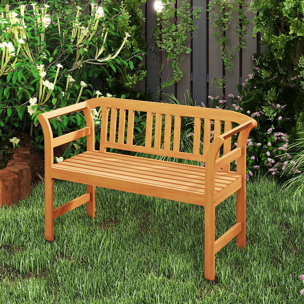 Acacia Wood 2-Person Patio Loveseat with Backrest and Armrests - 40 Inch