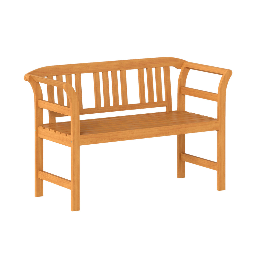 Acacia Wood 2-Person Patio Loveseat with Backrest and Armrests - 40 Inch