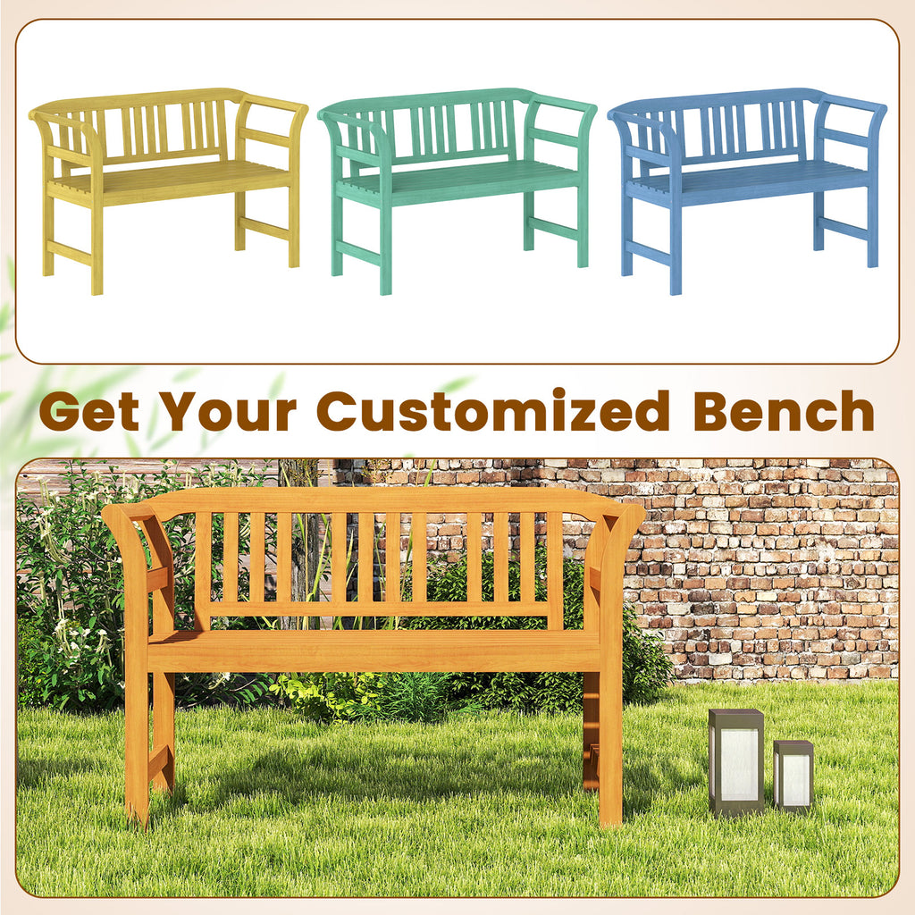 Acacia Wood 2-Person Patio Loveseat with Backrest and Armrests - 40 Inch