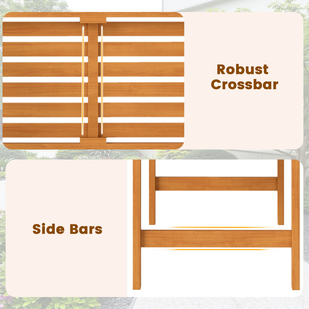 Acacia Wood 2-Person Patio Loveseat with Armrests - 40 Inch