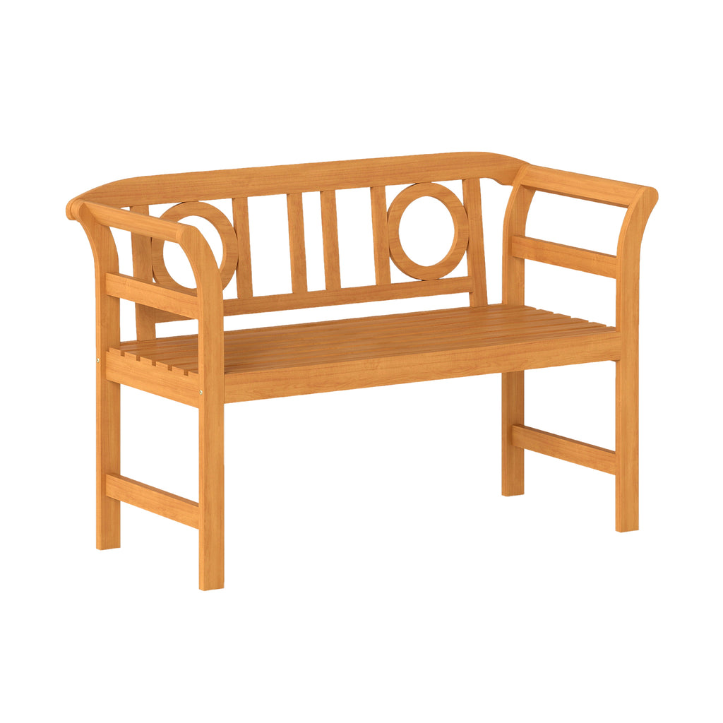 Acacia Wood 2-Person Patio Loveseat with Backrest and Armrests - 40 Inch