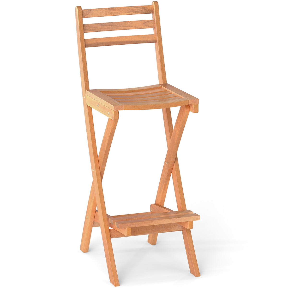 30 Inch Teak Wood Bar Stool with Rattan Backrest and Seat
