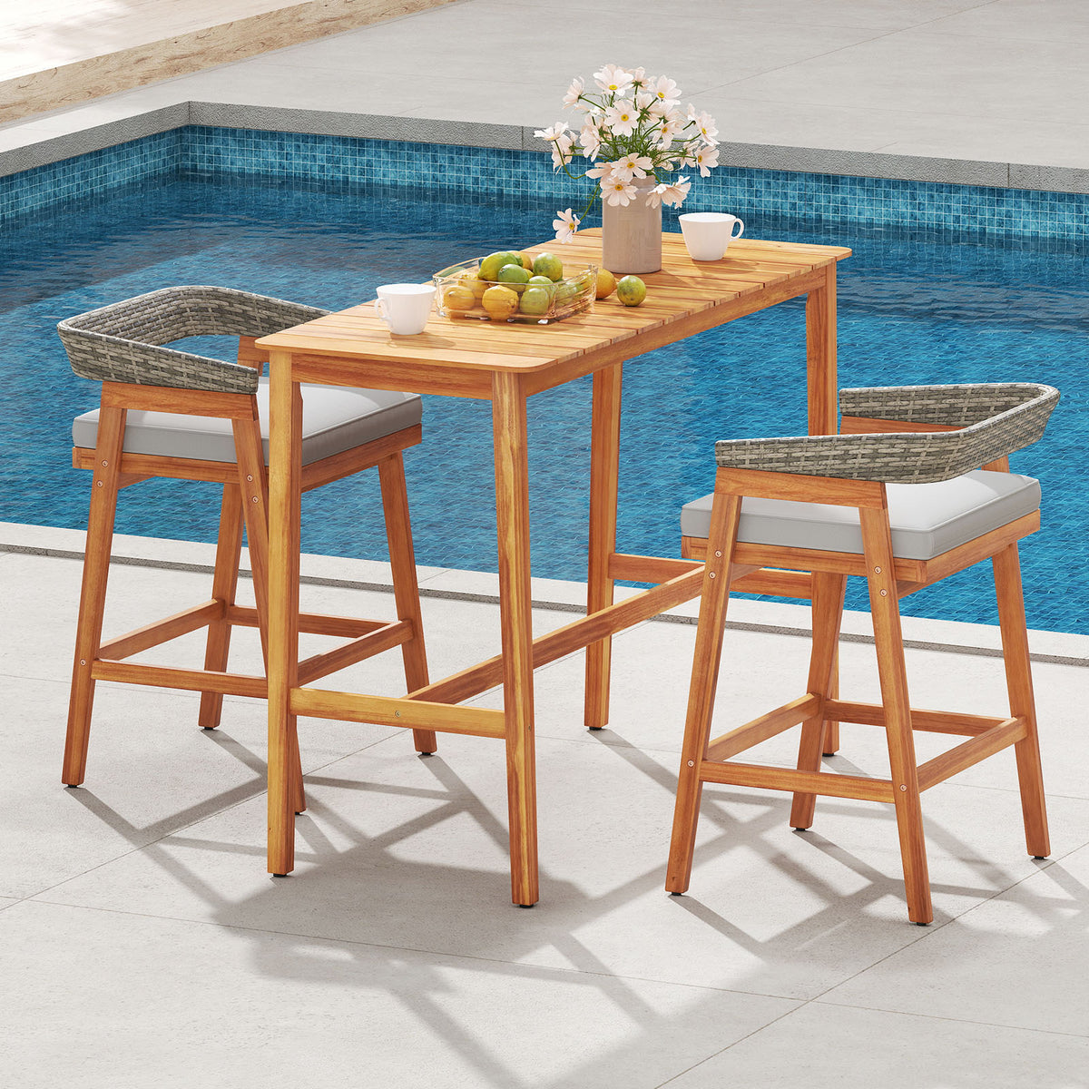 Acacia Wood Counter Height Table 54" x 22"
