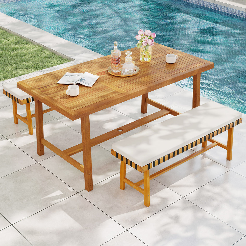 Acacia Wood Dining Table for 6 – 63" × 32"