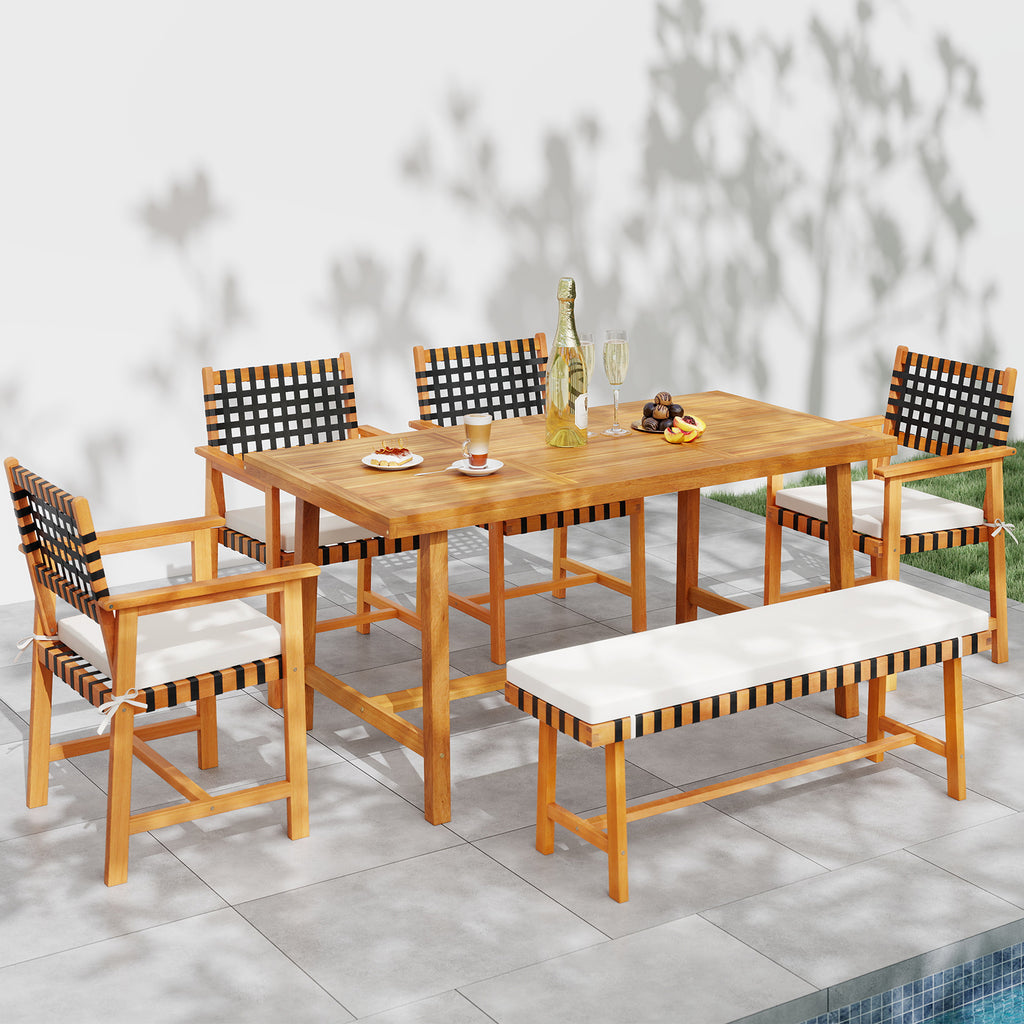 Acacia Wood Dining Table for 6 – 63" × 32"