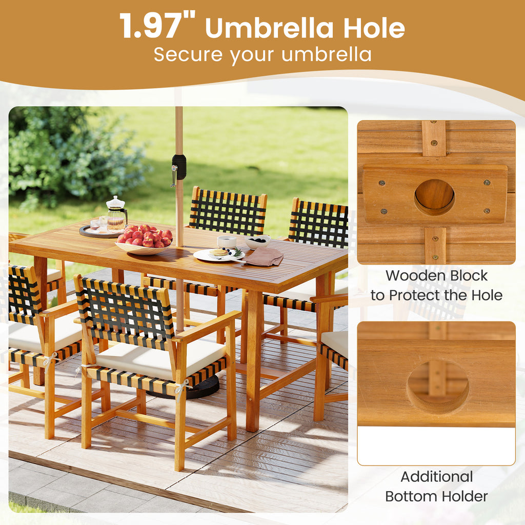 Acacia Wood Dining Table for 6 – 63" × 32"